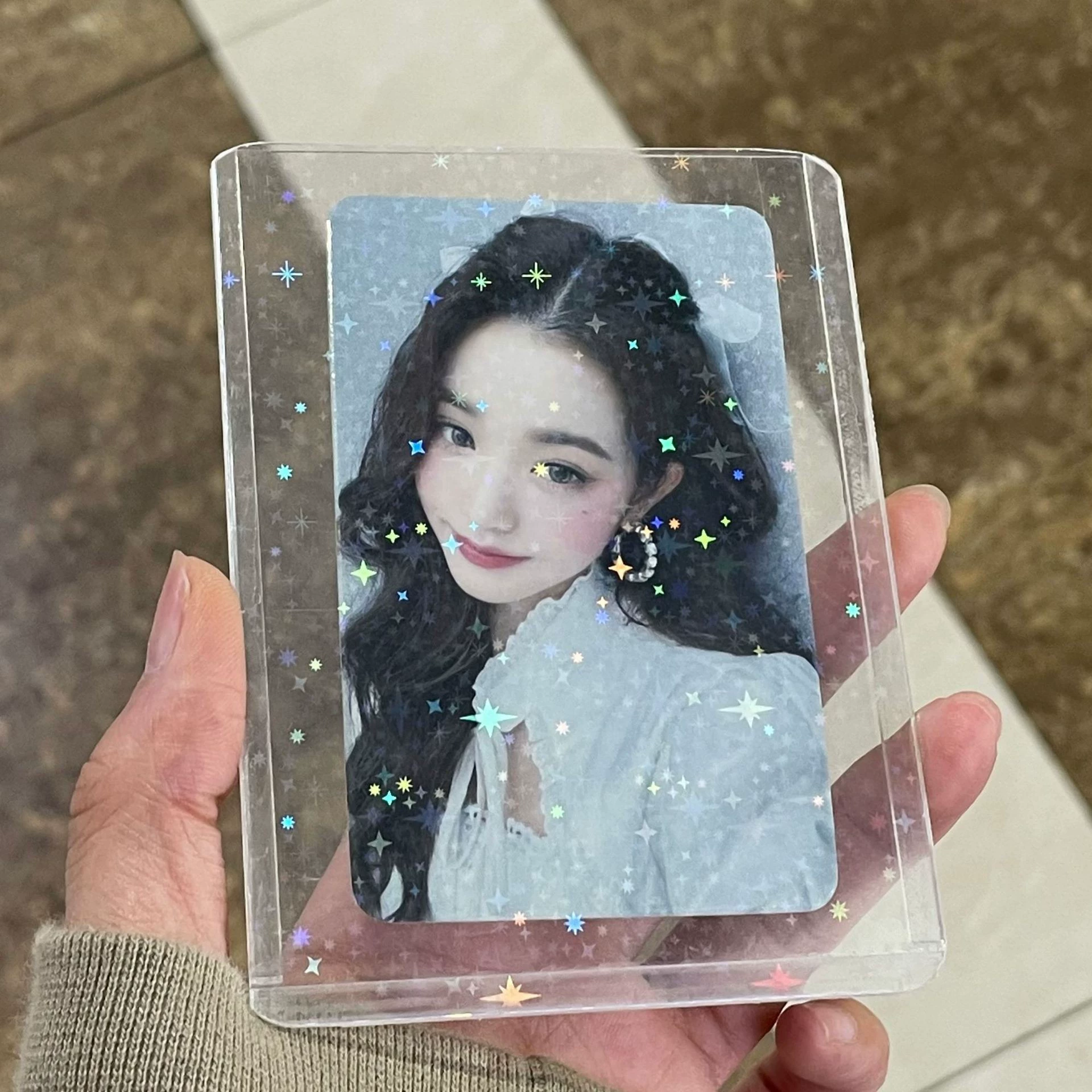 Кардхолдер (Polaroid) PVC 75×100 мм, прозрачный голографический вертикальный фотокарман