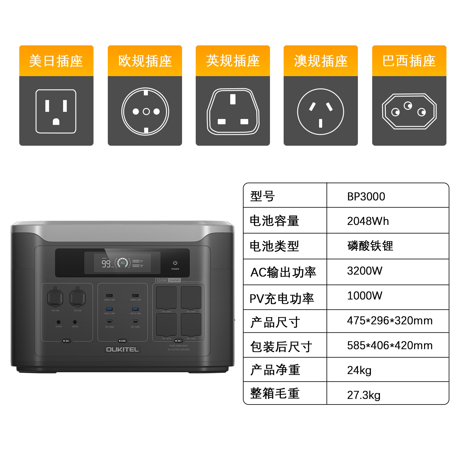 Fábrica de comercio exterior 3200W 2048Wh fuente de alimentación móvil de emergencia al aire libre almacenamiento de energía portátil autoconducción camping stand image 4