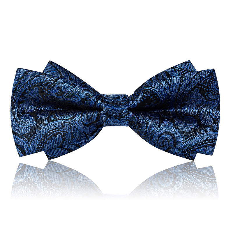 우아한 블루 캐슈 나비 넥타이