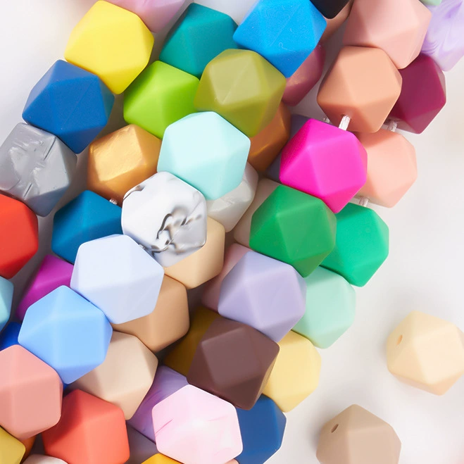 Силиконовые детские зубные тренажеры, свободные бусины, 17 мм, восьмиугольные бусины, детские силиконовые бусины, бусины ручной работы, производитель бусин, оптовая продажа