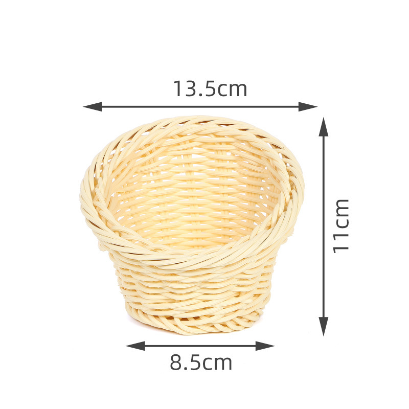 Cesta Tejida de Ratán Con Asa para Frutas y Verduras