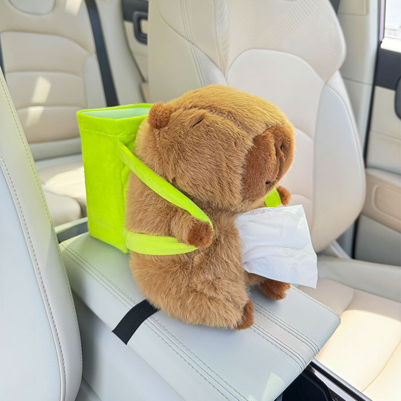 bag, Ka Pi Ba La Plush Tissue Box Car tissue box/set - capybara-back-bucket-brown-dual-use
