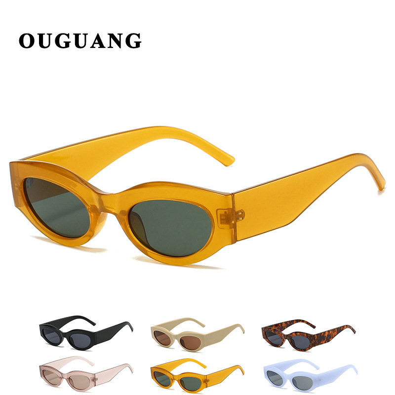 Nuevas gafas de sol ovaladas, gafas de sol de todo fósforo con personalidad, mujeres, simples, retro, gafas de sol de moda callejera, hombres