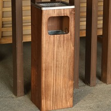 实木垃圾桶带烟灰缸木质商用用创意茶室酒店办公室商场客房收纳桶