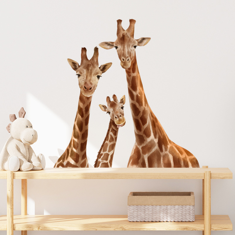新款LD94160卡通斑点长颈鹿family儿童放客厅玄关美化装饰墙贴纸