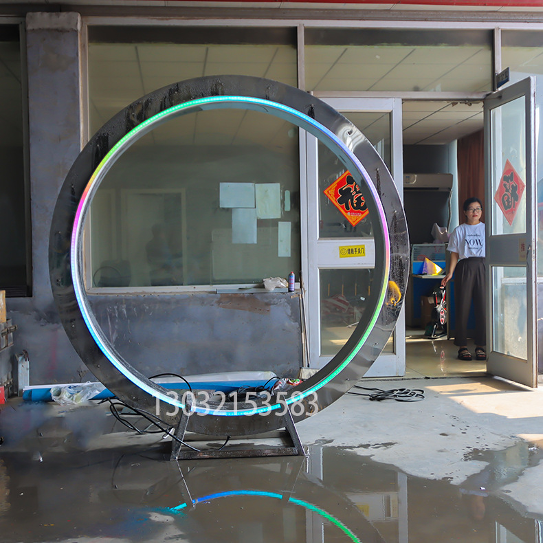 七彩灯光款夏季加湿降温工具雾化隧道景区暑假引流活动道具水雾门