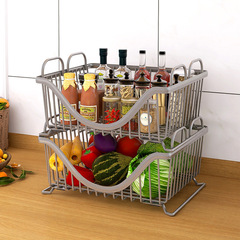 廠家直銷零食收納架鐵藝玩具收納籃筐多層落地廚房蔬菜置物架小號