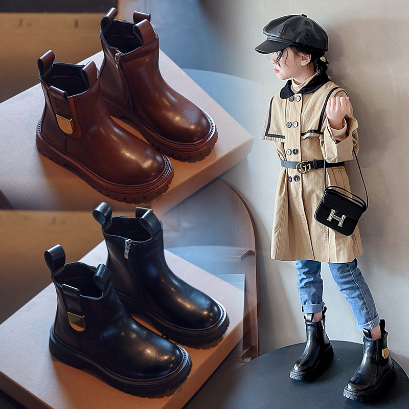 Girl's Martin boots 2023 new spring and autumn short boots children's fashion boots British style retro boy's western style single boots