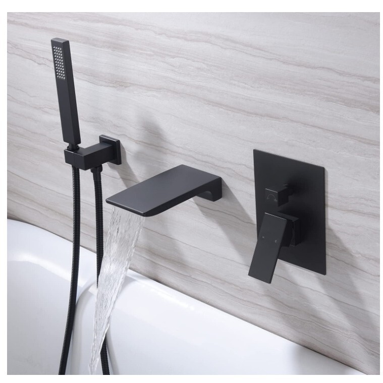 US Amazon New All Copper Hidden Embedded Hot and Cold Waterfall Wall Bathtub Shower Faucet Black US Amazon New All Copper Hidden Embedded Hot and Cold Waterfall Wall Bathtub Shower Faucet Black