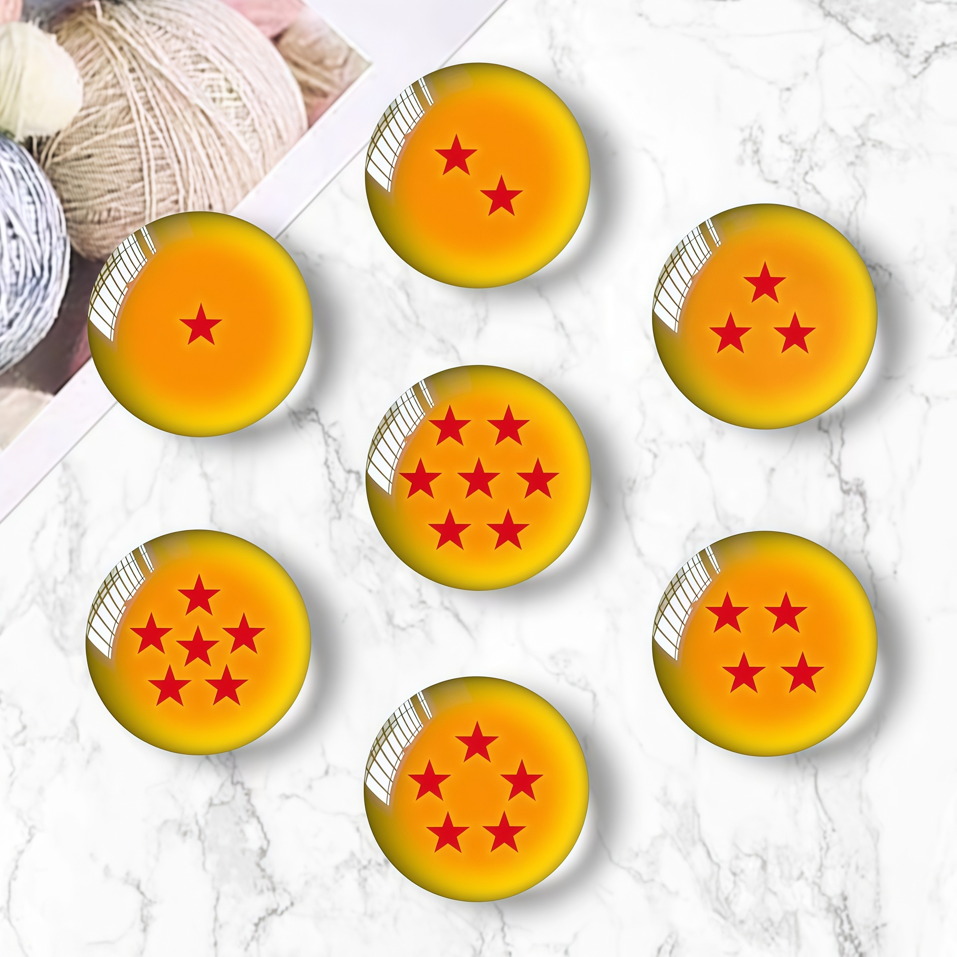 Nuevo siete estrellas de cristal refrigerador pegatinas creativas de dibujos animados DiDi tiempo recuerdos pegatinas magnéticas de cristal puerta de refrigerador lindo