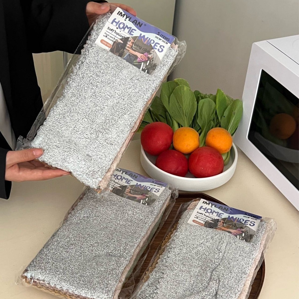 IMYLAN 가정용 5색 행주, 주방용 대나무 숯 섬유 행주, 다기능 기름때 제거 및 흡수 행주