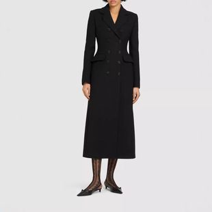 2024 Spring and Autumn New Elegant Slim-fit Double-breasted Laps Waisted Slim-fit Long Women's Solid Color Suit Jacket
