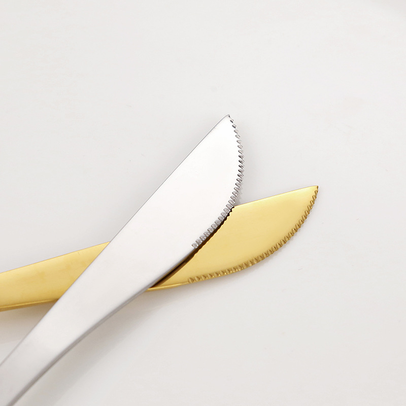 Cruzar la frontera imitación mango de madera de acero inoxidable cuchillo de carne y tenedor vintage portugués occidental vajilla traje postre cuchara tenedor