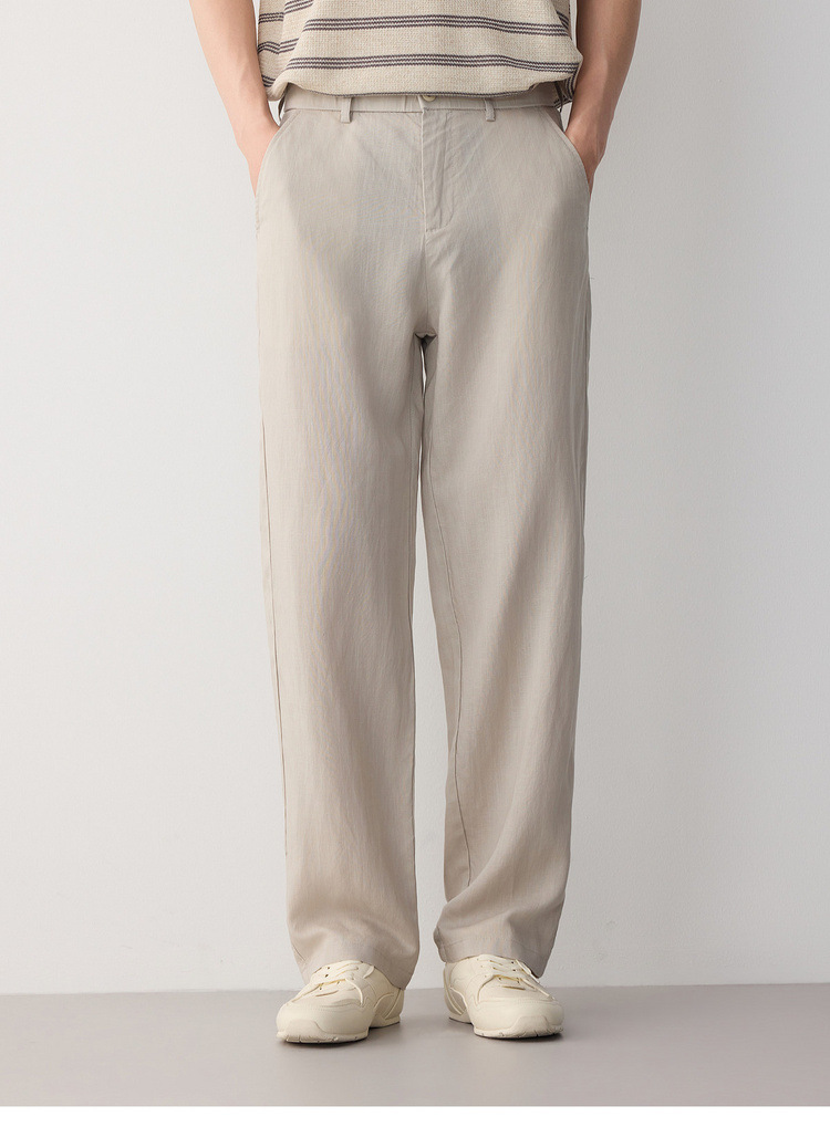 Quần kaki nam công sở ống thẳng chất liệu linen pha lyocell — đen chi tiết 12