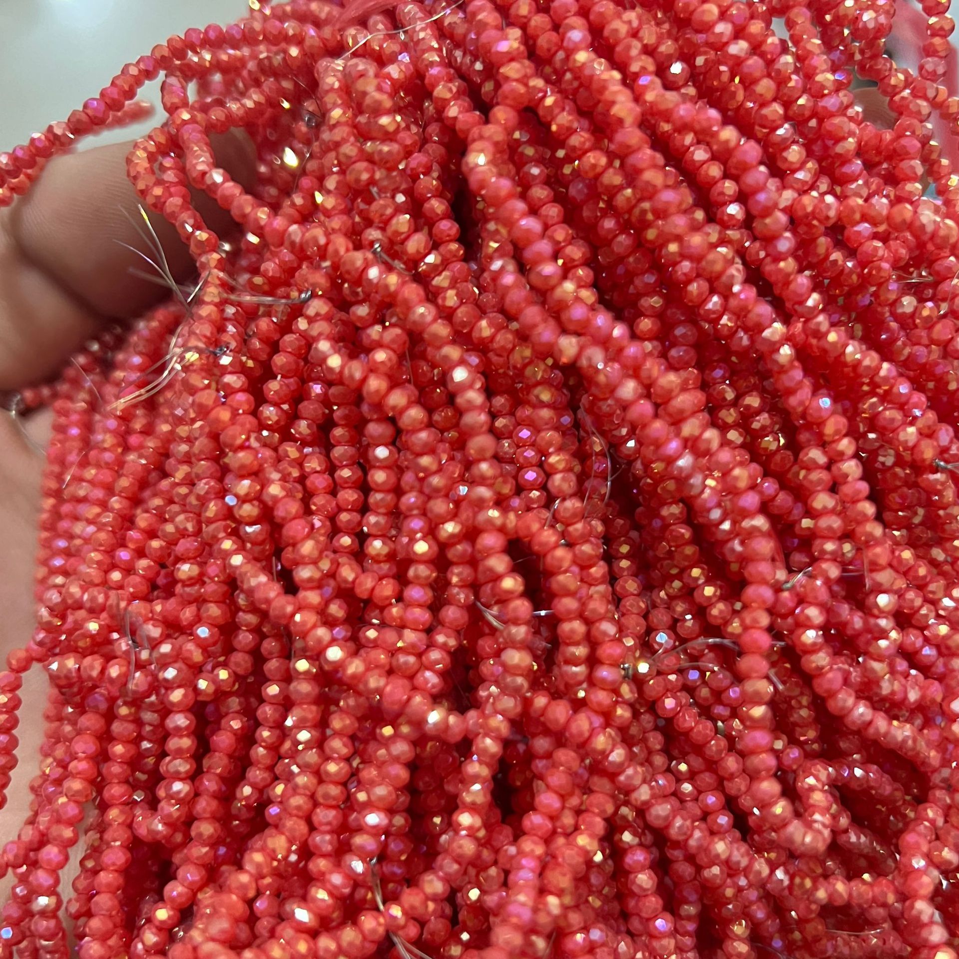 Cuentas planas de 1MM para ruedas de cuentas, cuentas de porcelana AB de alta temperatura, coloridas, transparentes, iridiscentes, facetadas, para pendientes, pulseras, espaciadores y micro cuentas.