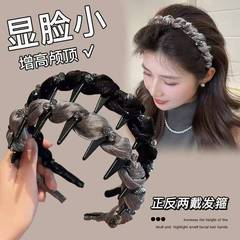 网纱带钻波浪发箍女2025新款高颅顶洗脸压发卡带齿防滑头箍头饰