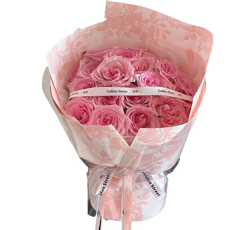 Huaxi Qixi historia del día de San Valentín rosa impresa película impermeable red papel de embalaje de flores ramo de flores papel de embalaje floral