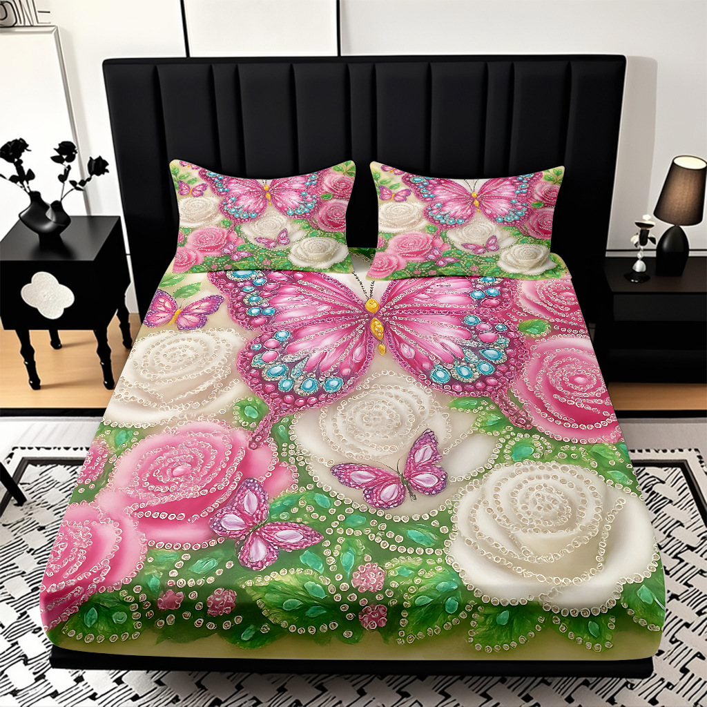 TEMU / JIT cama abrasiva Kits de almohada mariposa de color impresión digital 3D fuente de ropa de cama fabricantes
