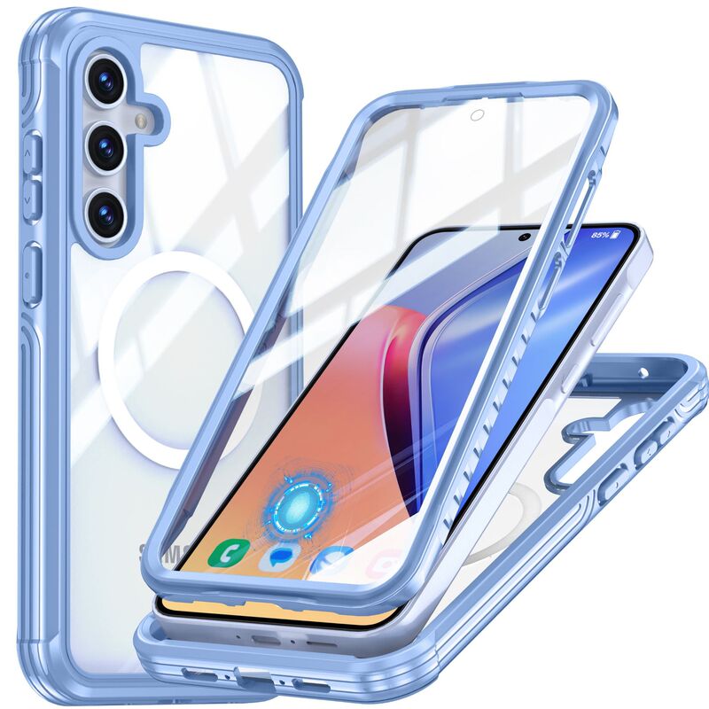 Samsung A56A36A16A17ガラス製360度フルカバー携帯電話ケース、落下防止、衝撃吸収、磁気吸着、磁気充電対応|undefined
