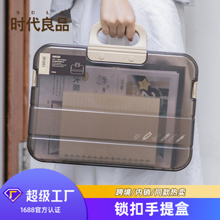 Factory direct plastic transparent file bag portable A4 tutorial large capacity student stationery storage box wholesale