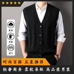 Autumn New Sleeveless Vest Men's Fashion Business Casual Light Luxury Simple Trendy Men's Tops