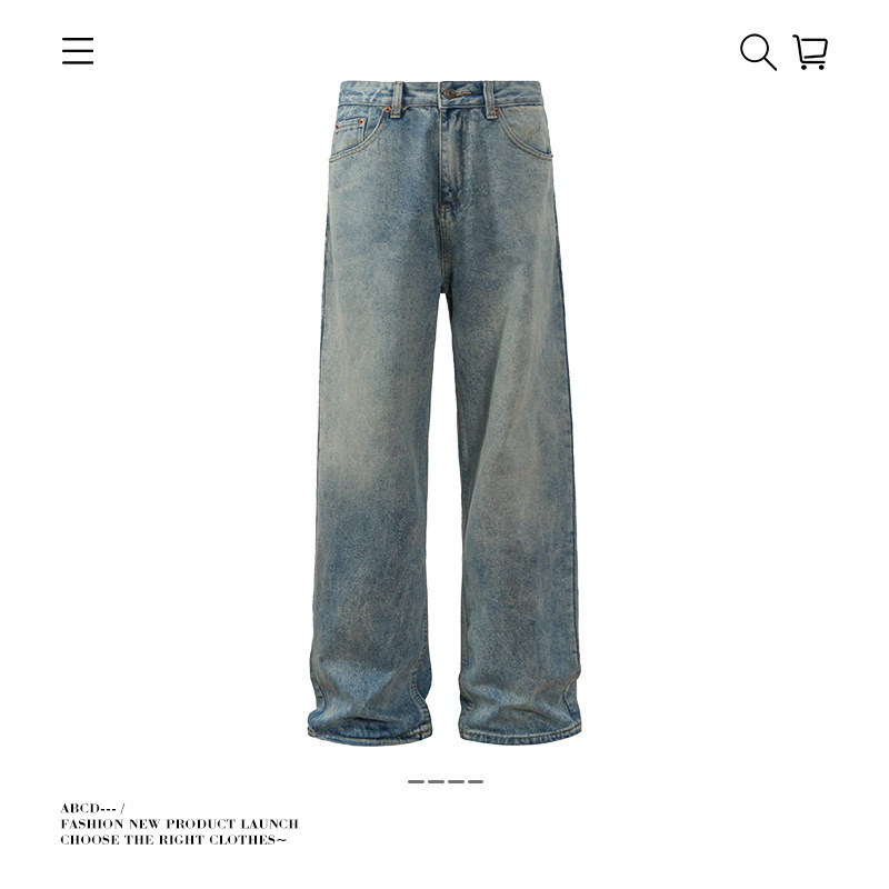 11 tide brand American retro straight washed jeans men and women slim design casual pants cross-border kn wholesale