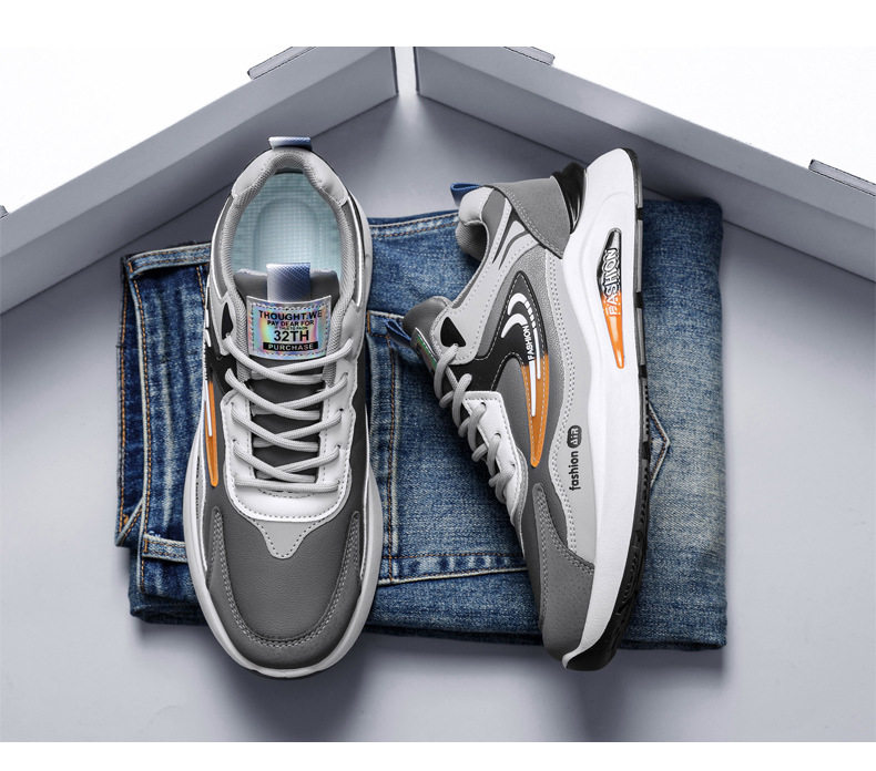 Giày thể thao nam da PU chống nước kiểu sneaker đế mềm chống trơn trượt — D291 màu trắng, D291 màu xám, D291 màu đen chi tiết 19