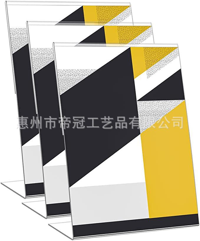惠州厂家透明亚克力倾斜背面标志夹桌面支架适用于办公室餐厅商店