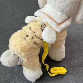 宠物可爱双面加绒保暖四脚衣泰迪比熊博美小型犬狗狗秋冬外出衣服