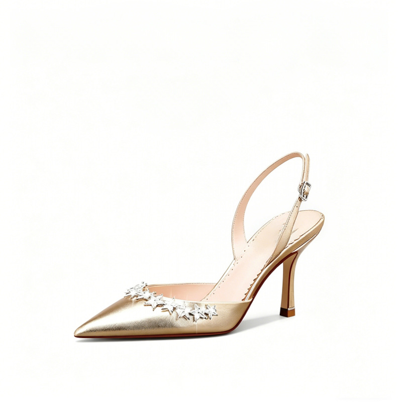 Factory Direct Sales of Plus-Size Women's Designer Brand Star-Studded Rhinestone Gold Buckle Stiletto Heels, Suitable for All Seasons: Spring, Summer, Autumn Factory Direct Sales of Plus-Size Women's Designer Brand Star-Studded Rhinestone Gold Buckle Stiletto Heels, Suitable for All Seasons: Spring, Summer, Autumn
