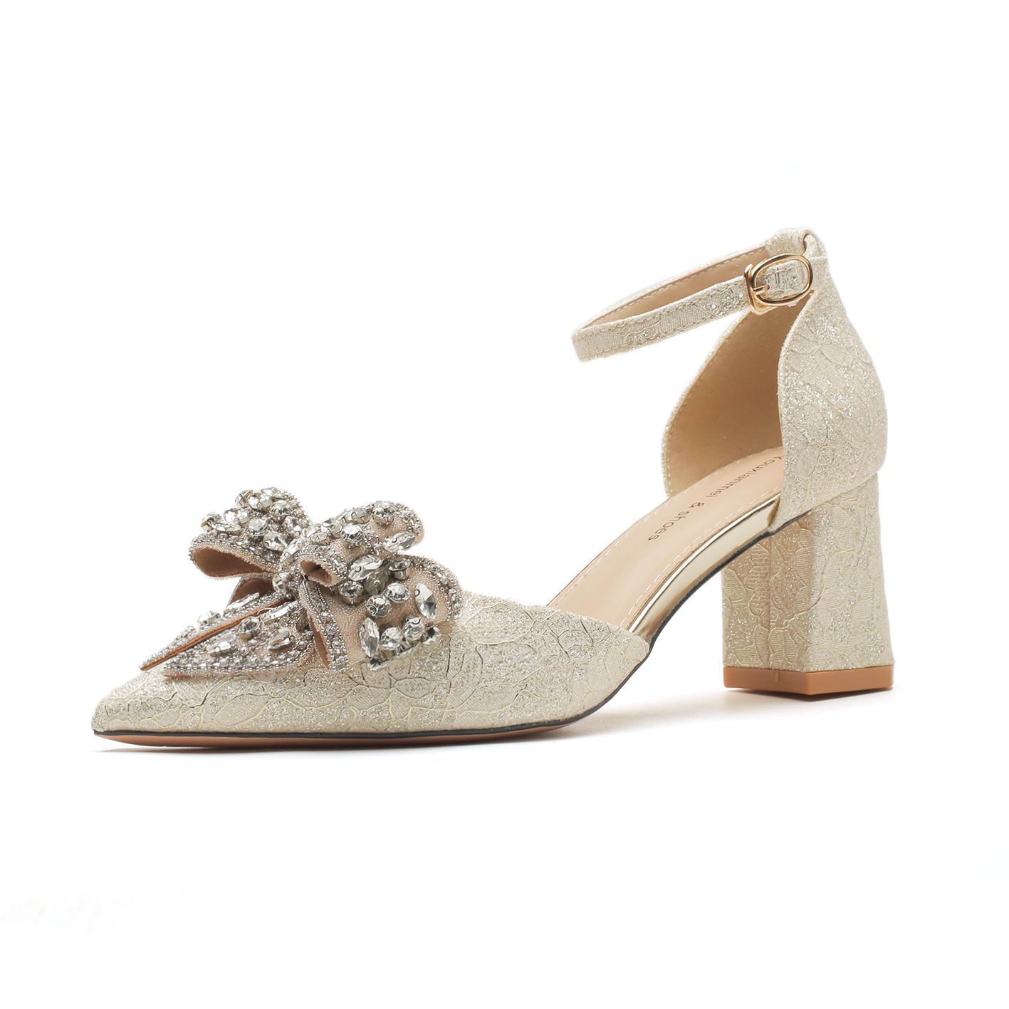 6666F-016 Scarpe eleganti con tacco alto e cinturino cavo con fiocco per abito da banchetto nuziale_voghion.com