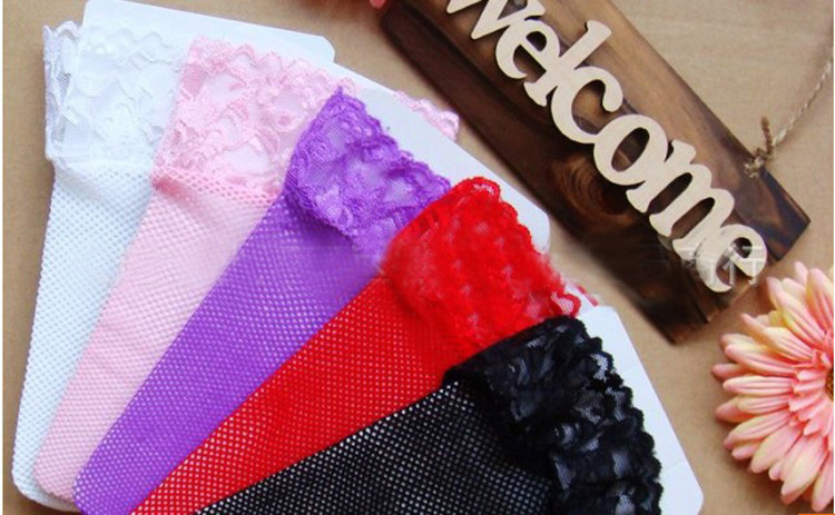 Feimu Lace Garter Stockings for Women, Black Fishnet Mesh, One Size, Gift Box — detail image 12