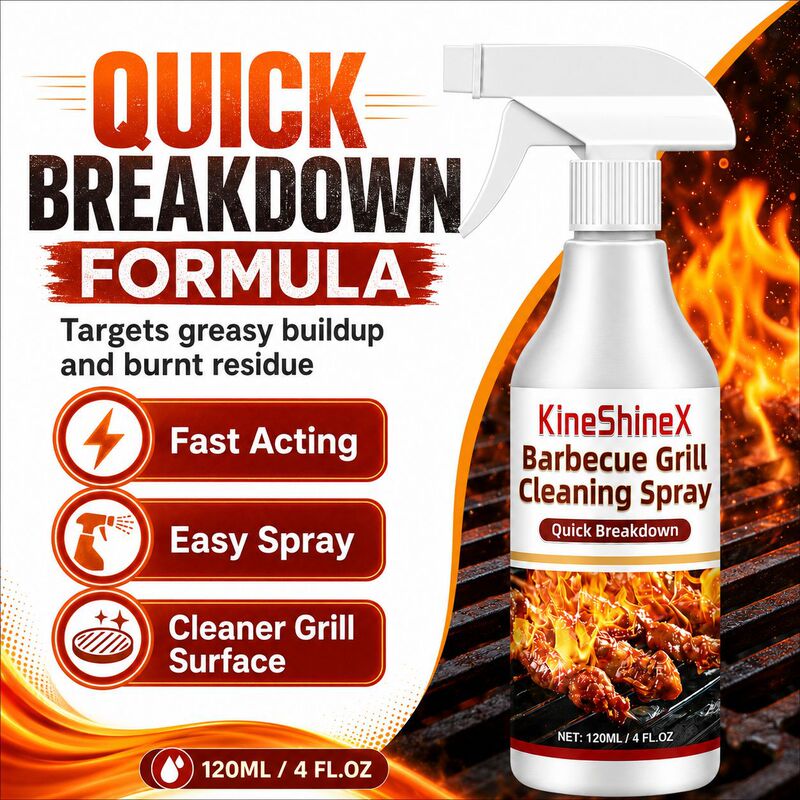 Kineshinex Barbecue Grill Cleaning Spray 120ml Powerful Oil Stain Remover Grill Grime Cleaner Outdoor Bbq