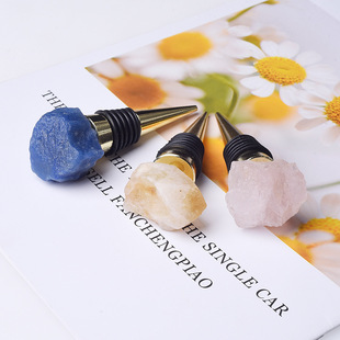 Natural Purple Yellow Pink White Green Crystal Tiger Eye Lapis Lazuli Metallic Wine Stopper Household Wine Stopper Sealing Stopper