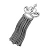 Golden brooch with tassels, trend silver suit, chain, pin