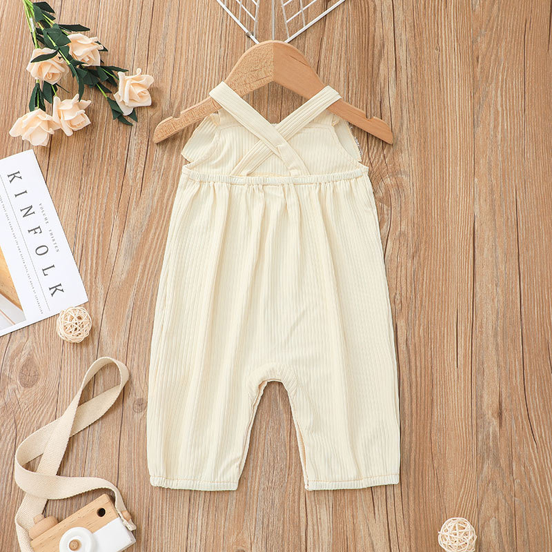 Solid Color Sleeveless Sling Baby One-piece Romper Wholesale Nihaojewelry display picture 5