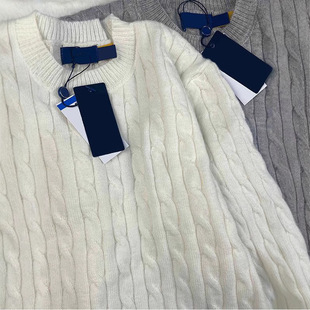 Sweep size RL Raff real shot pony logo warm twist lovers sweater women's embroidery round neck sweater men's autumn and winter