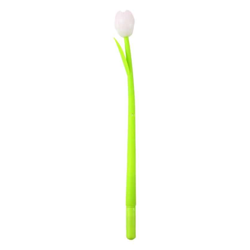 Pluma de gel de silicona que cambia de color tulipán pluma de flor que cambia de luz Linda pluma de agua creativa fresca negra 0,5mm