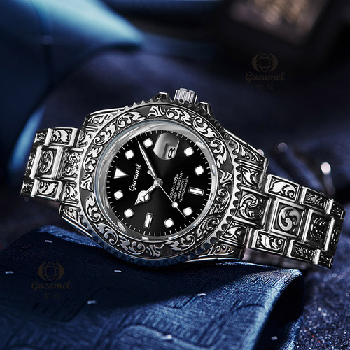 Ancient camel non-mechanical men's watch, vintage carved quartz watch, calendar watch, cross-border best-selling water ghost watch