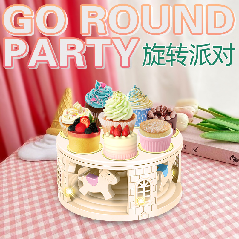 Gran carrusel máquina de postre con luz máquina de sushi con música automática giratoria pastel merienda pantalla