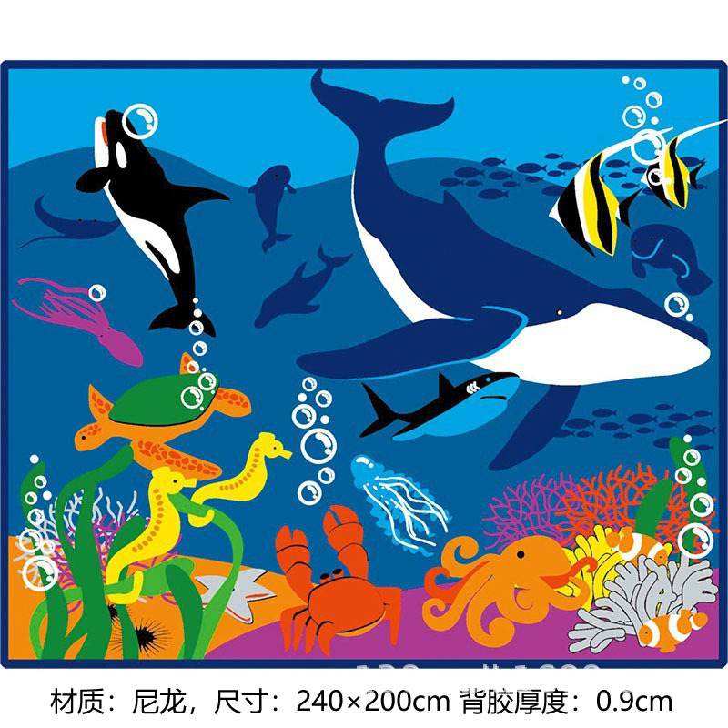 Nylon Carpet Early Education Children's Rectangular Thickened Wool Cartoon Crawling Carpet Cognitive Game Carpet Teaching Carpet Non-Slip