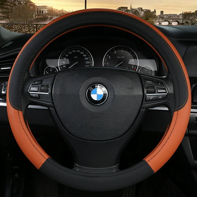 wheel cover new sports — Steering wheel cover - exporting-top-quality-premium-black-coffee-color-hy-embossed-plaid-38cm