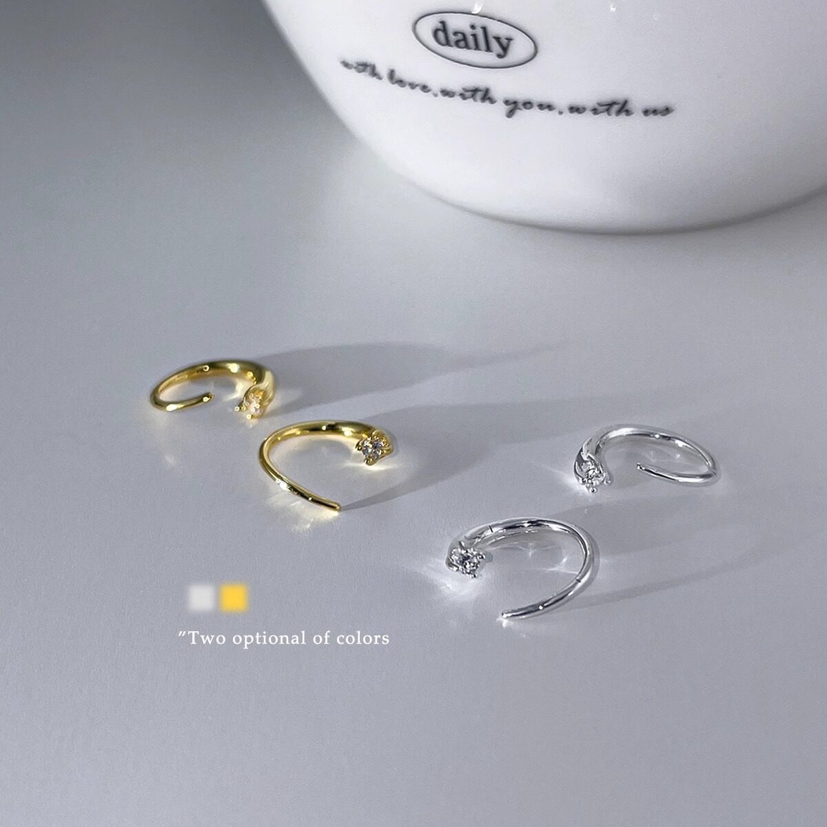 Unique design zircon earrings for women, mini and compact, with a distinctive personality, hoop earrings with a high-end feel, ear cuffs, new earrings