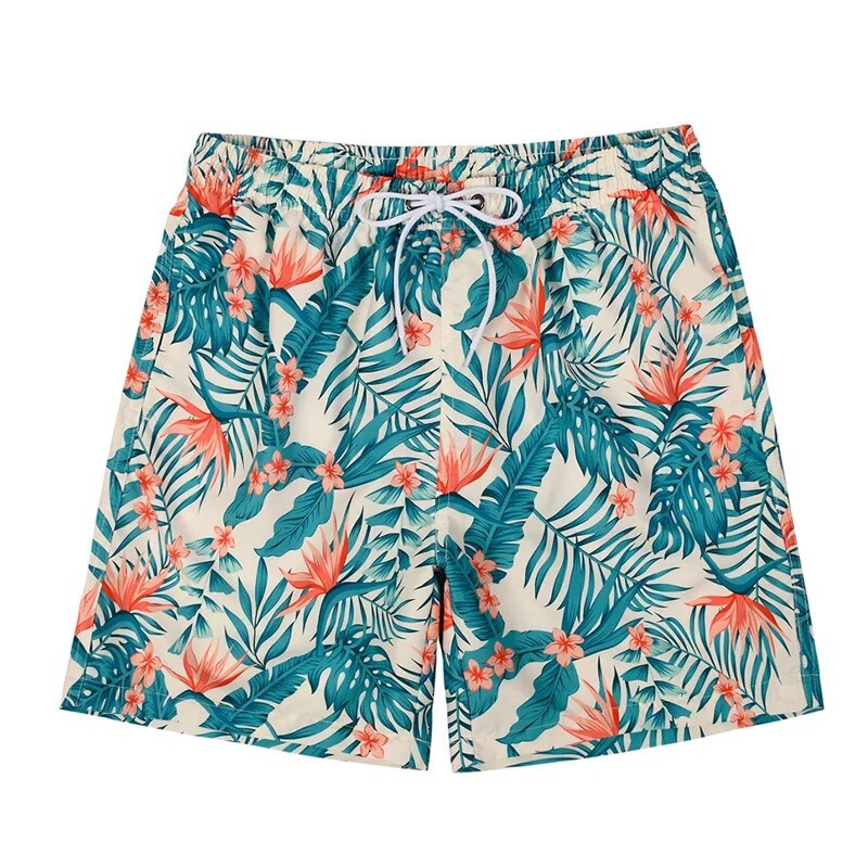 Hawaiian 3D printed flamingo beach shorts for men, summer shorts, outdoor sports shorts