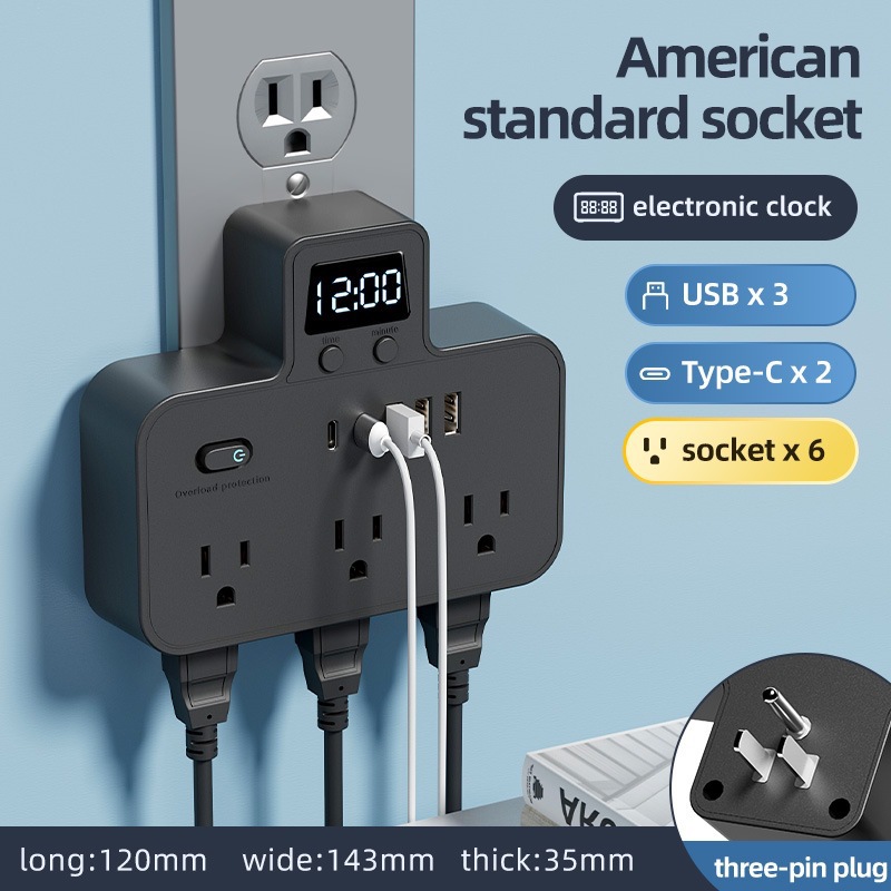 Adaptador de US-CAP portátil de una vuelta 6 orificios conector de expansión USB inteligente para Estados Unidos México Canadá image 9