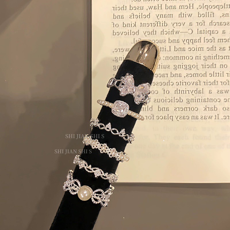 "Han Xian Aesthetics" французская нежная ракушечная бусина серия кольца женской модной нишевой высококлассной ажурной манерой