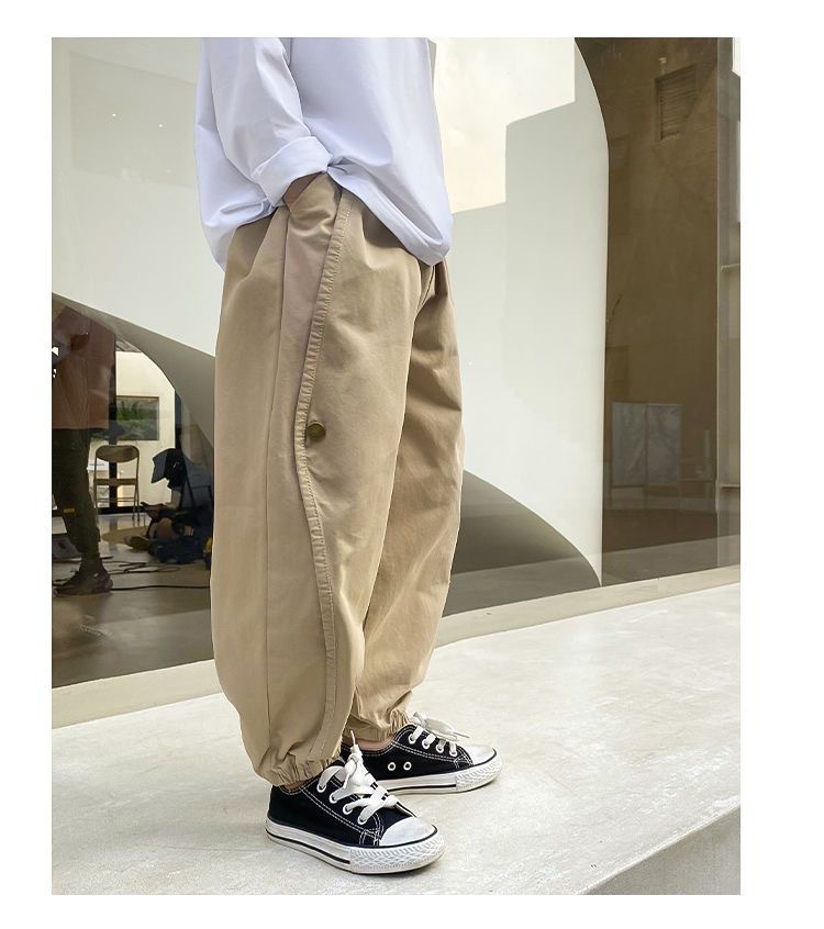 Spring, Autumn Season Simple Style Solid Color Cotton Boys Pants
