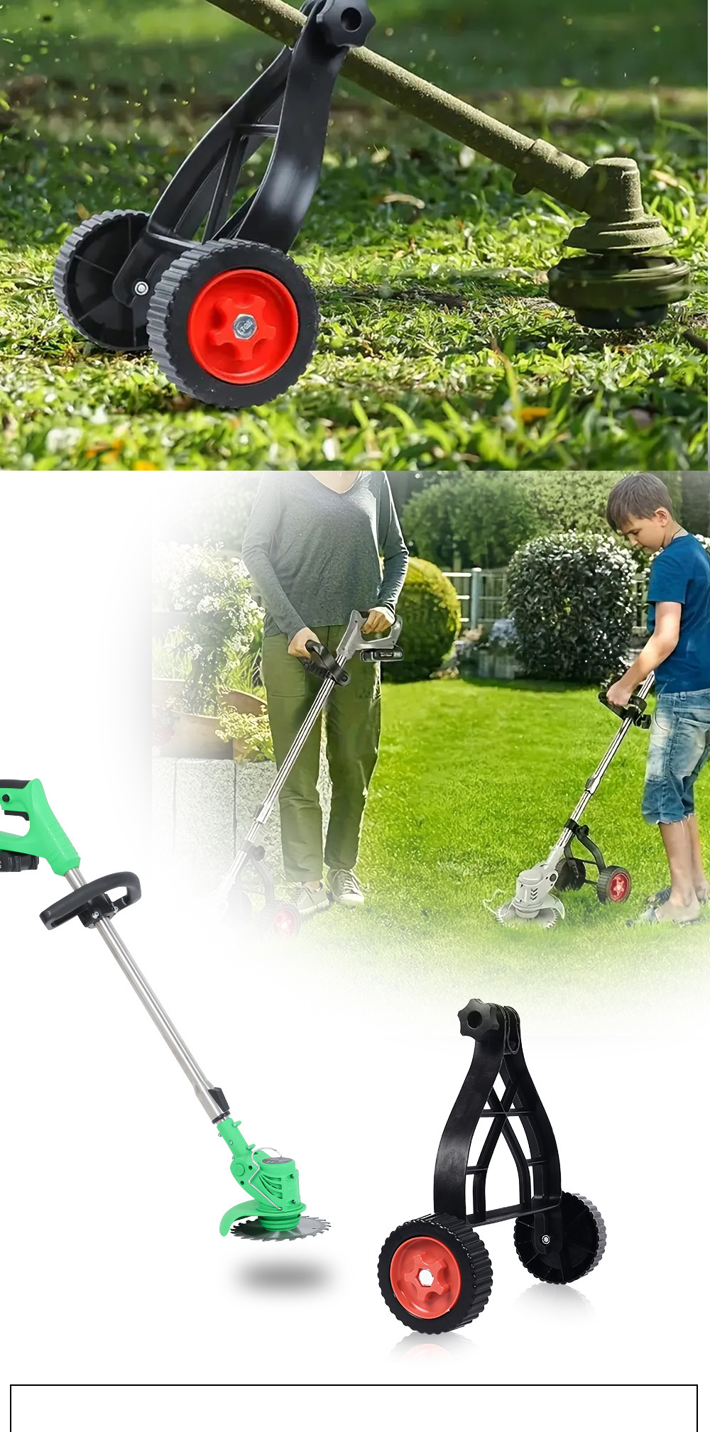 Electric Lithium Battery Gasoline Lawn Mower Auxiliary Wheels, Universal Support Wheel Accessories for Agricultural and Garden Weeding Machines