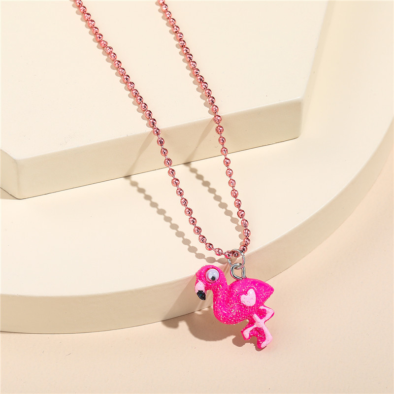 Cartoon Style Flamingo Resin Girl's Pendant Necklace 1 Piece display picture 3