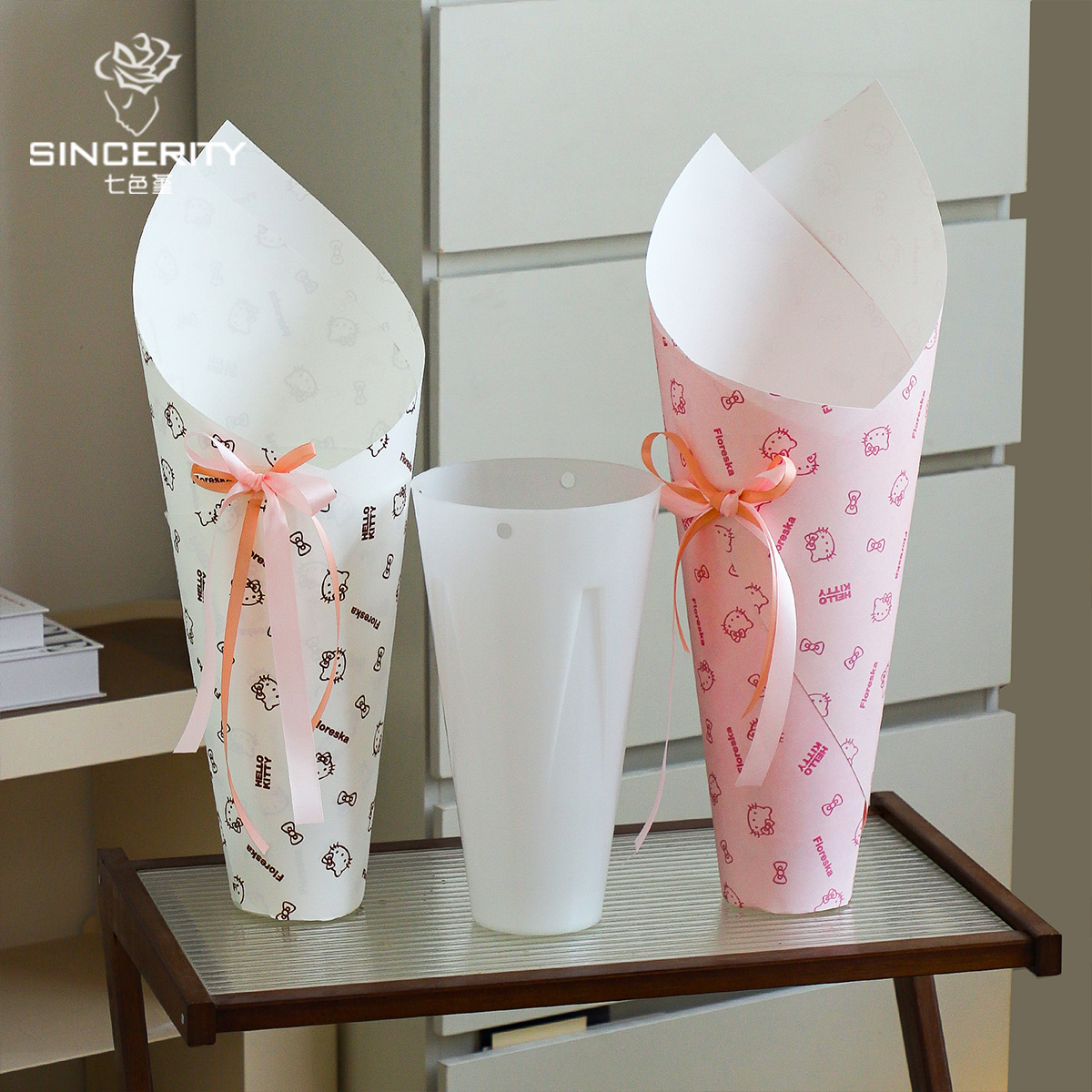 Los siete colores de cordierita Lide estable helado no se rompe envases de flores de artefactos de flores DIY materiales de embalaje de flores